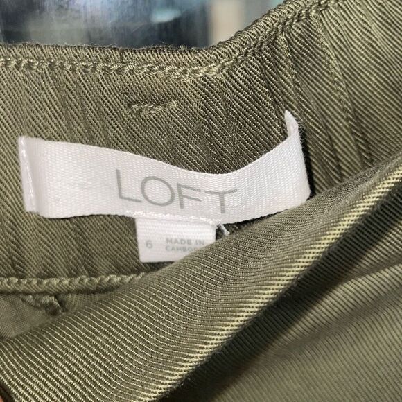 Loft olive green soft pleated draped slacks casual pants new with tags size 6 - Picture 6 of 14